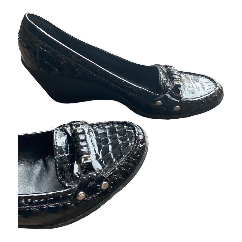 Geox Respira patent leather wedges, sz 37.5